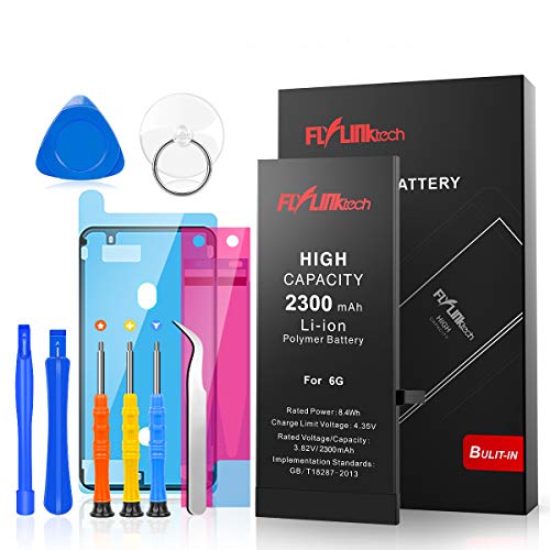 FLYLINKTECH for iPhone 6 Battery, 2300mAh High Capacity Li-ion Polymer with All Repair Replacement Kit Tools-Included 24 Months Assurance