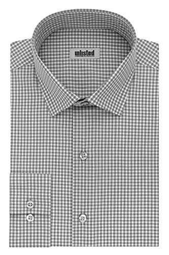 Unlisted by Kenneth Cole mens Slim Fit Checks and Stripes (Patterned) Dress Shirt, Grey, 14 -14.5 Neck 32 -33 Sleeve Small US