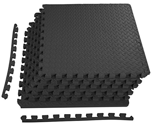 BalanceFrom Puzzle Exercise Mat with EVA Foam Interlocking Tiles (Black)