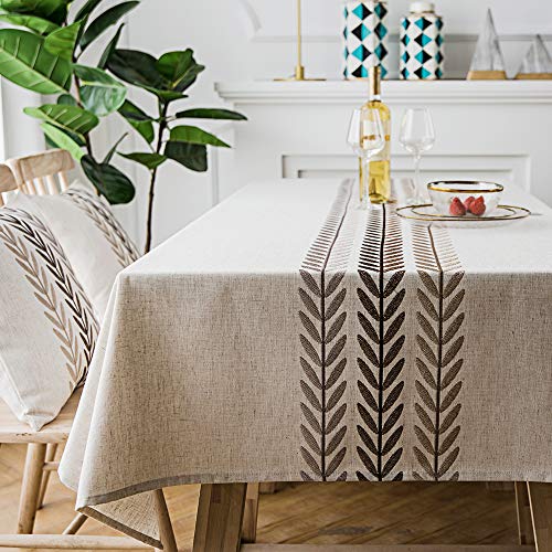 LINENLUX Stylish Square Rectangular Tablecloth/Table Cover for Kitchen Dinning Tabletop Decoration Blue Water Plant Rectangle/Oblong 55 X 70 in