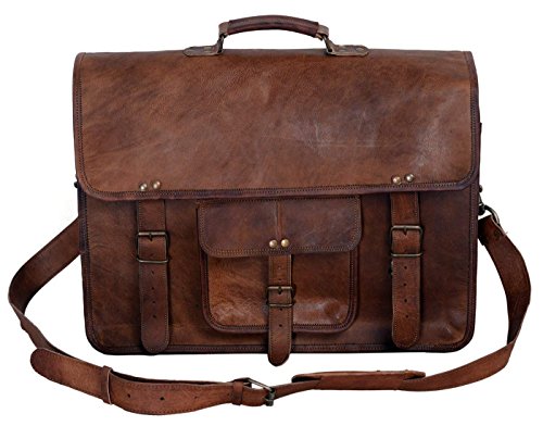 KPL 18 INCH Leather Briefcase Laptop Messenger Bag Satchel Office computer bag for men