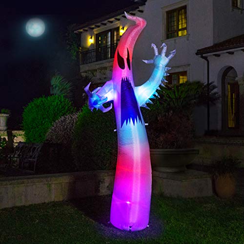 VIVOHOME 9ft Height Color Changing Halloween Inflatable White Ghost with Colorful Led Lights Blow up Outdoor Lawn Yard Decoration