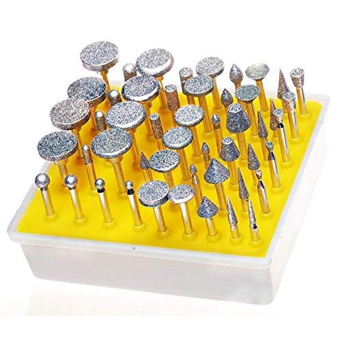 Lukcase 50pcs Diamond Coated Grinding Head Grinding Burrs Set for Dremel Rotary Tool …