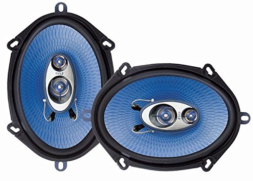 5” x 7” Car Sound Speaker (Pair) - Upgraded Blue Poly Injection Cone 3-Way 300 Watts w/ Non-fatiguing Butyl Rubber Surround 80 - 20Khz Frequency Response 4 Ohm & 1' ASV Voice Coil - Pyle PL573BL