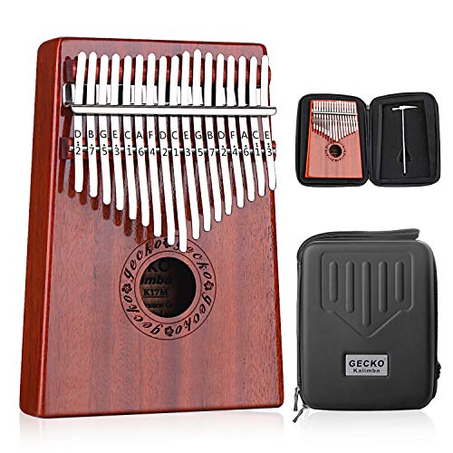 GECKO Kalimba 17 Keys Thumb Piano with Waterproof Protective Box,Tune Hammer and Study Instruction,Portable Mbira Sanza Finger Piano,Gift for Kids Adult Beginners Professional
