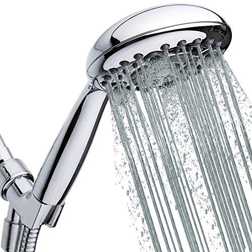 High Pressure Handheld Shower Head 6-Setting - Luxury 5' Hand held Rain Shower with Hose - Powerful Shower Spray Even with Low Water Pressure in Supply Pipeline - Low Flow Rainfall Showerhead