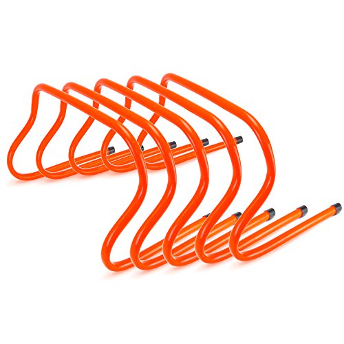 Agility Training Hurdles, 5-Pack - Hi Visibility Speed Endurance Indoor/Outdoor Practice Equipment for Track & Field - Fences for Sports Team Condition & Coaching Football, Soccer, Cross Country
