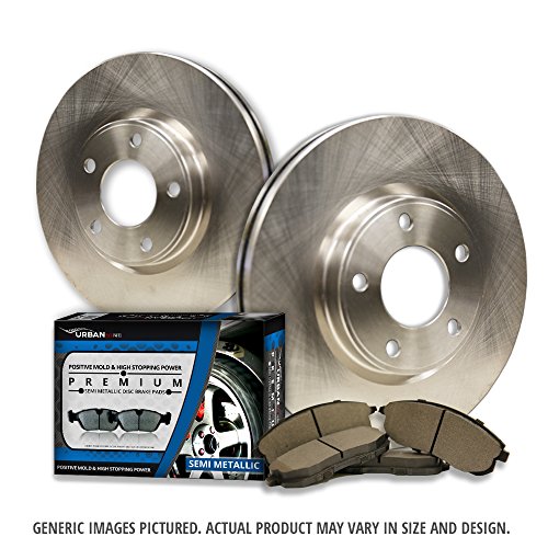 (Front Kit)2 OEM Replacement Extra-Life Heavy Duty Brake Rotors + 4 Semi-Met Pads(Works with Ford)(5lug)