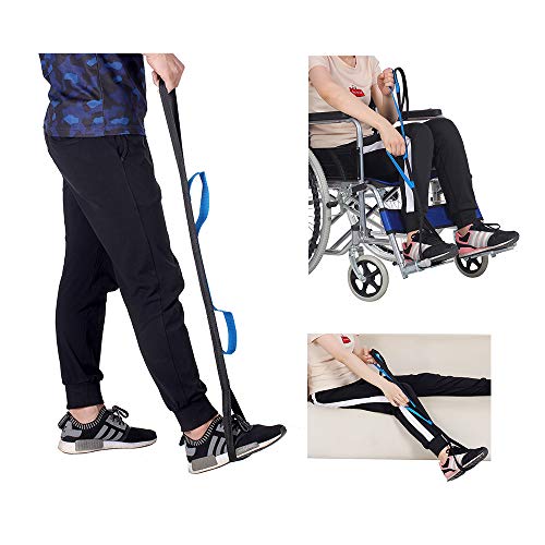 Leg Lifter Strap Rigid Foot Lifter & Hand Grip - Elderly, Handicap, Disability, Pediatrics 37” Mobility Aids for Wheelchair, Bed, Car, Couch, Hip & Knee Replacement