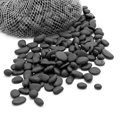 Royal Imports 5lb Small Decorative Ornamental River Pebbles Rocks for Landscaping, Home Decor etc. (Not for Aquariums) with Netted Bag, Black