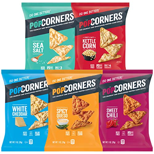 Popcorners Snacks 5 Flavor Variety Pack, Gluten Free Chips, 1oz Bags (20 Pack)