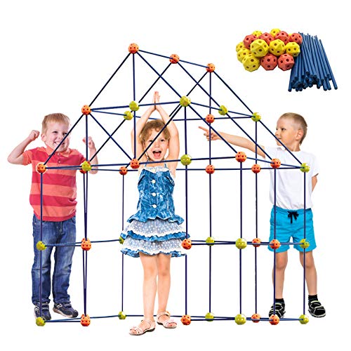 ERONE Fort Building Kit for Kids,158pcs Forts Construction Builder Gift Toys for Boys and Girls,Fort Building Set Play Tent Rocket Castle Indoor Outdoor