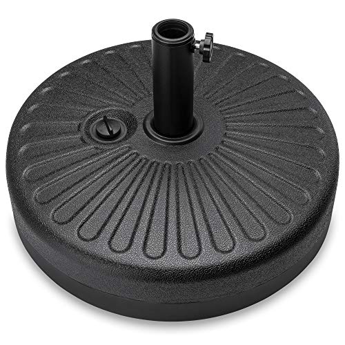 Best Choice Products Fillable Umbrella Base Stand Round Plastic Patio Umbrella Pole Holder for Outdoor, Lawn, Garden, 50lbs Weight Capacity - Black