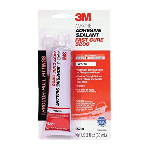 3M Marine Adhesive Sealant 5200FC Fast Cure, PN05220, White, 3 oz Tube, Model:3004.7747