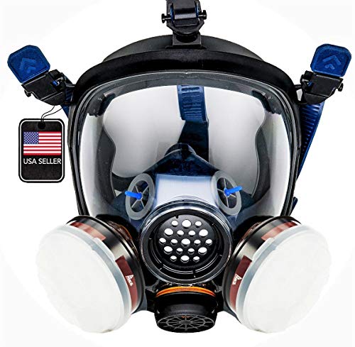 PT-100 Full Face Gas Mask & Organic Vapor Respirator- ASTM Tested - 1 Year Full Manufacturer Warranty - Eye Protection