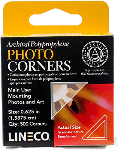Lineco Infinity 0.625' Acid-Free Archival Photo Corners. Self Adhesive, Pressure Sensitive, Non-Yellowing, Mount Pictures Without it Touching Tape, Scrapbooking, DIY, Displaying Pictures. (Pack of 500).