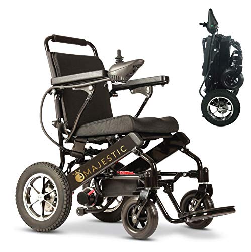2020 Deluxe Electric Wheelchair with Bluetooth Remote Control, Motorized Aviation Travel,Lightweight Folding Safe Electric Wheelchair, Powerful Dual Motor {Black 17.5 inc}