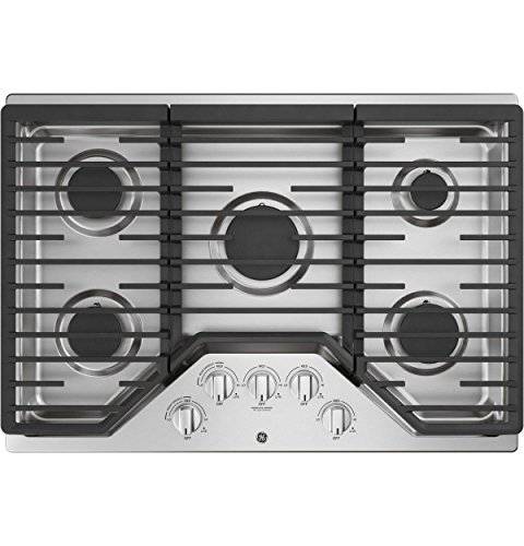 GE JGP5030SLSS 30 Inch Gas Cooktop with Power Boil, Simmer, Continuous Grates, 5 Sealed Burners and ADA Compliant