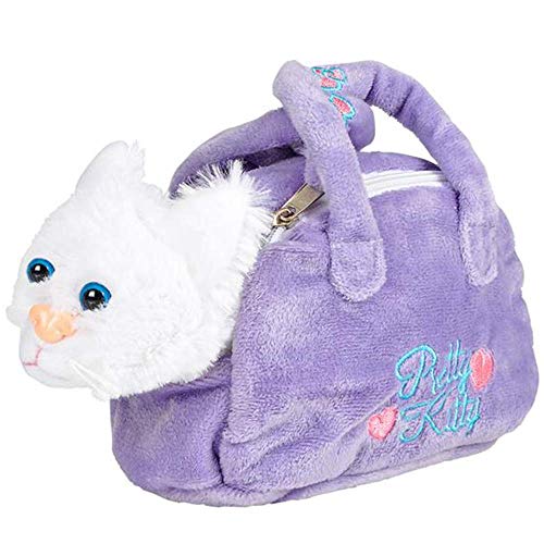 ArtCreativity Plush Kitten in Purse Toy for Kids, Pretend Play Kitty Carrier Toy with Cat Stuffed Animal and Cute Bag, Super-Soft Cat Purse, Best Birthday Gift for Girls and Boys