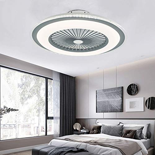 Gdrasuya10 Ceiling Fan Chandelier 23Inch, SYF-C008 Flush Mount Pendent Fans Lamp Invisible Ceiling Fan with Lights SMD LED Remote Control Lighting Fixture 3 Color Dimmable (Gray)