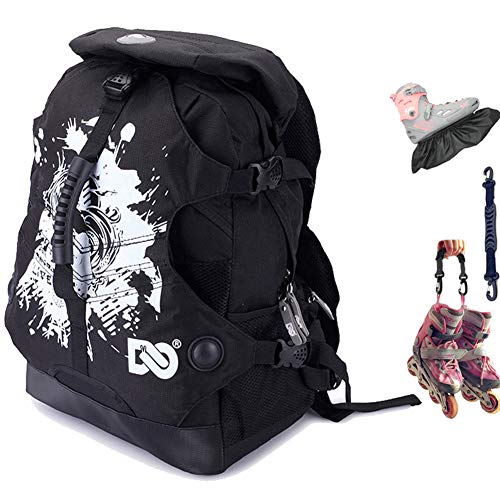 DENUONISS Pro Racing Speed Inline Skates Bag Ice Blade Skate Inline Skate Backpack Also for Travel Shool Bag (Black)