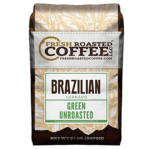 Fresh Roasted Coffee LLC, Green Unroasted Brazilian Cerrado Coffee Beans, 5 Pound Bag