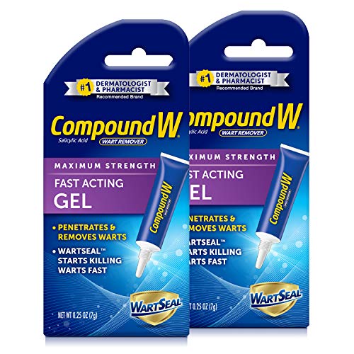 Compound W Wart Remover Fast Acting Gel, Maximum Strength Salicylic Acid, 0.25 oz, 2 Pack