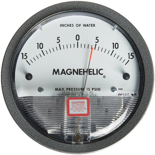 Dwyer Magnehelic Series 2000 Differential Pressure Gauge, Range 15-0-15'WC