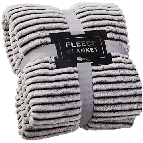 GREEN ORANGE Fleece Blanket Twin Size – 60x80, Lightweight, Black and White – Soft, Plush, Fluffy, Warm, Cozy – Perfect Throw for Couch, Bed, Sofa