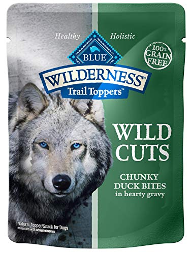 Blue Buffalo Wilderness Trail Toppers Wild Cuts High Protein Grain Free, Natural Wet Dog Food, Chunky Duck Bites in Hearty Gravy 3-oz pouches (Pack of 24)