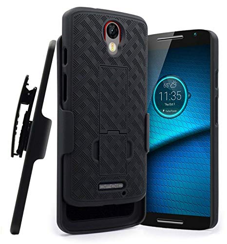 Rome Tech Motorola Droid Turbo 2 Case with Belt Clip for Men - Protective Heavy Duty Motorola Droid Turbo 2 Phone Case with Kickstand - Rugged Shell Holster Combo - Black (Black Style 2)