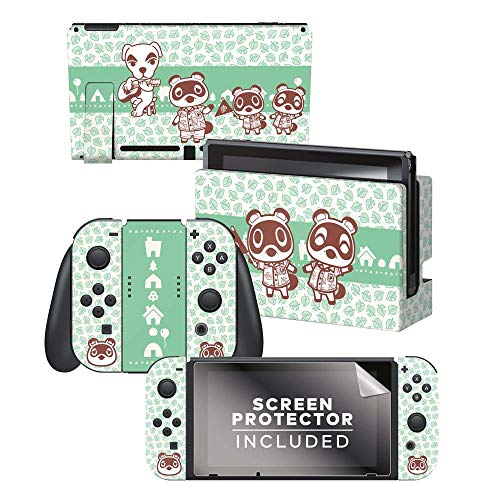 Controller Gear Aunthentic & Officially Licensed Animal Crossing: New Horizon - 'Tom Nook & Friends' Nintendo Switch Skin Bundle