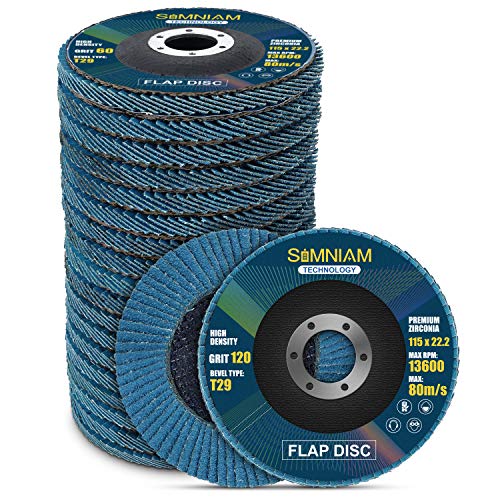 Simniam 20 Packs Flap Discs 4.5' x 7/8', High Density T29 Zirconia Grinder Wheel 40/60/80/120 Grits Assorted Cutting Off Wheels Flap Sanding Disc Perfect for DIY hobbyists