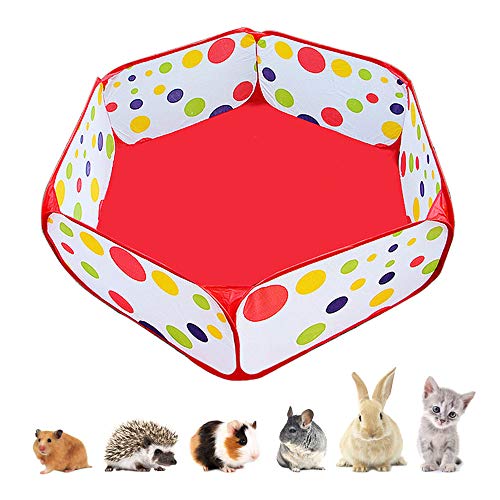 Amakunft Portable Small Animals Playpen, Outdoor/Indoor Pop Open Pet Exercise Fence, Guinea Pig Accessories Metal Wire Yard Fence C&C Cage Tent for Rabbits, Hamster, Chinchillas and Hedgehogs