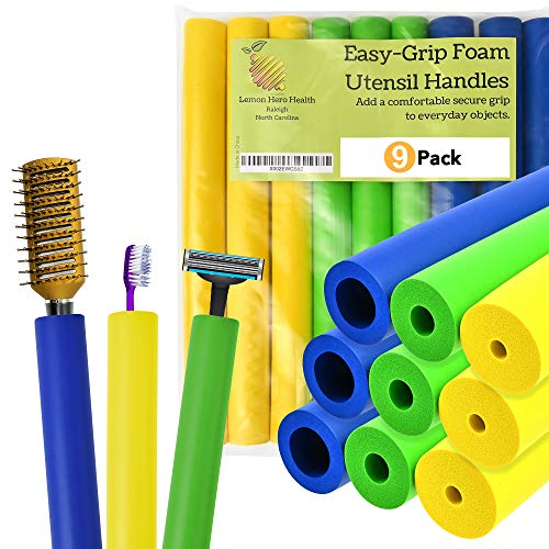 Foam Tubing Grips to Make Built Up Utensils Handles. (9 Pack Size Assortment + 2 Extra Pen or Pencil Grips) - Create Your Own Built Up Handle Utensils and Adaptive Utensils for Arthritis