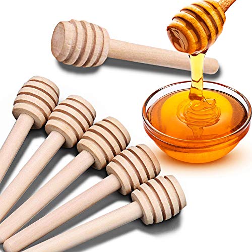 24 Pack Mini Wooden Honey Dipper Sticks, Honey Dippers 3 inch with Individually Wrapped Server for Honey Jar Dispense Drizzle Honey and Wedding Party Favors