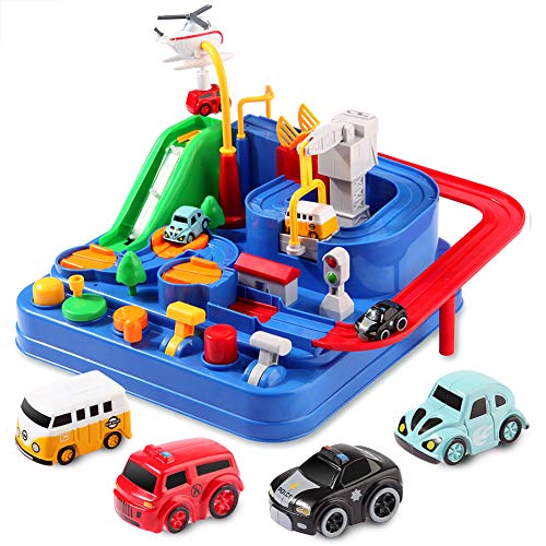 Wemfg Race Tracks for Boys Car Adventure Toys for 3 4 5 6 7 8 Year Old Boys Girls,Race Track for Toddlers，Preschool Educational Toy Vehicle Puzzle Car Track Playsets for Toddlers，Kids Toys Age 3+