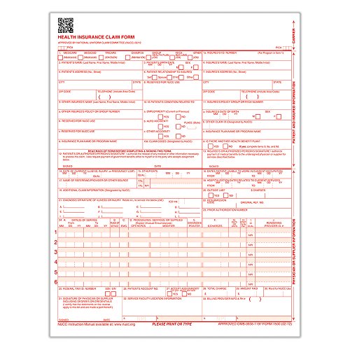 ComplyRight CMS 1500 Healthcare Billing Form - 02/12, Laser, 250-Count (CMS12LC250)