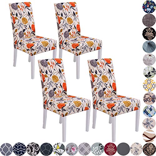Lalluxy Stretchy Parson Chair Slipcovers for Dining Room Chair seat Covers Chair Protectors for Party Pet Protection Universal Fit Soft Polyester Set of 4 (Style 22)
