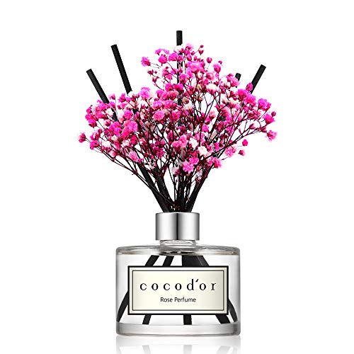 Cocod'or Preserved Real Flower Reed Diffuser/Rose Perfume / 6.7oz(200ml) / 1 Pack/Reed Diffuser Set, Oil Diffuser & Reed Diffuser Sticks, Home Decor & Office