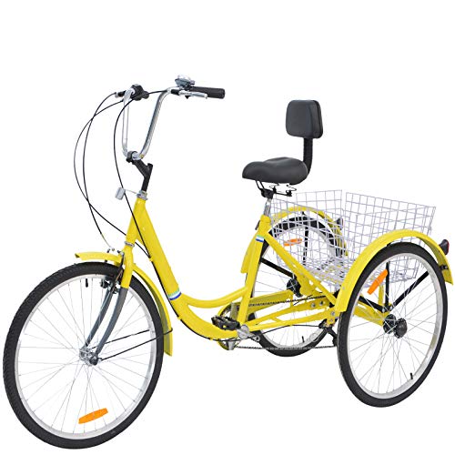 ABORON Bike Tricycle Adult 3 Wheels Bike Trike (Corn-Yellow, Dia. 26' Wheels)