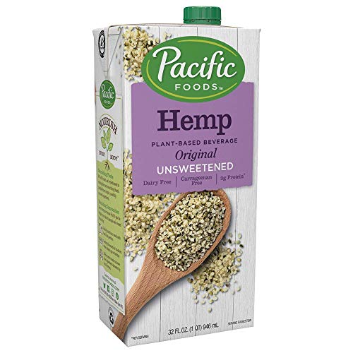 Pacific Foods Hemp Original Unsweetened Plant-Based Milk, Keto Friendly, 32 Fl Oz (Pack of 12)