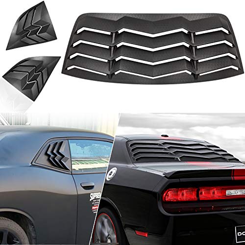 E-cowlboy Rear and Side Window Louvers Sun Shade Cover in GT Lambo Style for 2008-2019 Dodge Challenger