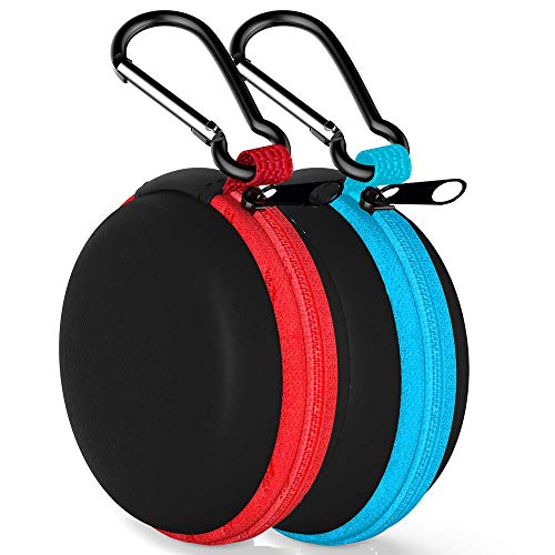 Earbud Case Mini Earphone Case EVA Hard Protective Carrying Case Travel Portable Storage Bag for Earphones Earbuds and Mini Items (Blue+Red)