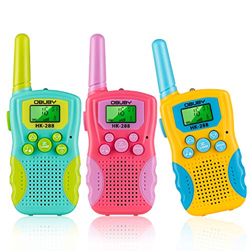 Obuby Kids Walkie Talkies 3 KMs Long Range 2 Way Radio 22 Channels for Kid Toys Gifts with Backlit LCD Flashlight Best Gift for Age 3-12 Boys and Girls for Outdoor Adventure Game