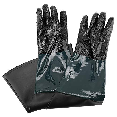 23.6' Length Rubber/PVC Material Sandblasting Protection Gloves with Particles Palm for Sandblast Blast Cabinets