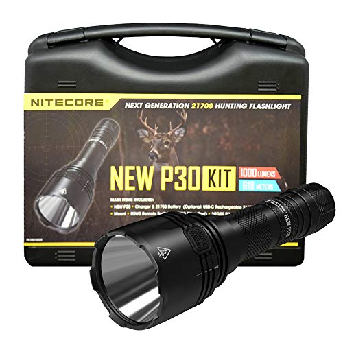Nitecore P30 1000 Lumens 676 Yards Red and Green Rechargeable Hunting Light with Lumentac Rifle Mounting Kit for Hog Coyote and Varmint Hunting (Medium, Gift Box Packaging)