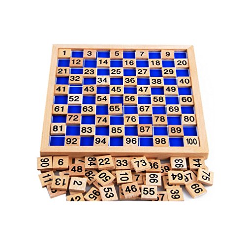 Amberetech Wooden Toys Hundred Board Montessori 1-100 Consecutive Numbers Wooden Educational Game for Kids with Storage Bag,Size 8.268.26inches