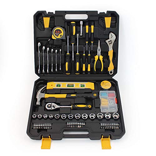 Small Household Mechanic Tool Set - 108 Piece Tool Box Set, Craftsman Basic Tool Kit, Car Tool Set, Mechanic Hand Tool Kit, Tool Kit for Home