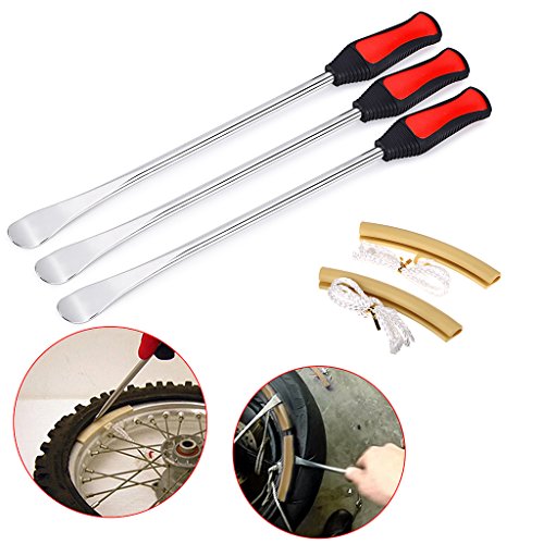 Sumnacon Tire Levers Spoon Set, Heavy Duty Motorcycle Bike Car Tire Irons Tool Kit,3 Pcs Tire Changing Spoon + 2 Pcs Rim Protector